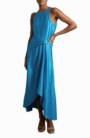 Reiss Micah Sleeveless Satin High-Low Maxi Dress in Blue at Nordstrom Rack, Size 6 Us / 10 Uk