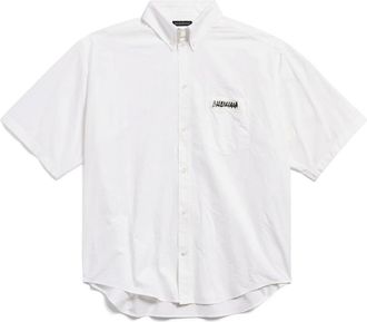 Balenciaga Short Sleeve Shirts, male, White, Size: S Masking Tape Shirt