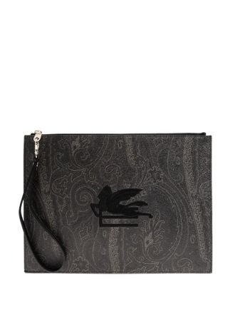 Etro logo-detail clutch bag - Grigio