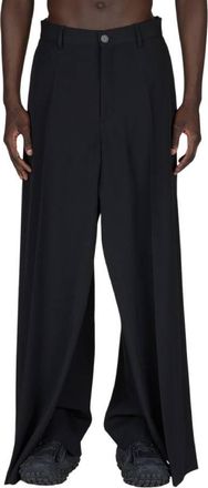 Balenciaga Mens Double Front Ironed Pleats Twill Wide-Leg Pant, Size X-Small