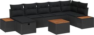 vidaXL Conjunto De Sof&aacute; De Jard&iacute;n 8 Pcs Negro 55 X 62 X 69 Cm Vidaxl