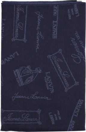 Lanvin Logo Sjaal met Franjes - Dames - Wintersjaals - Blauw - ONE Size - Wol - Accessoires
