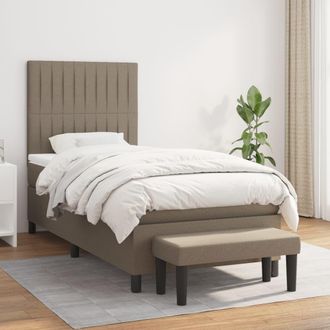 vidaXL Vidaxl - Cama Box Spring Con Colch&oacute;n Tela Gris Taupe 90x190 Cm