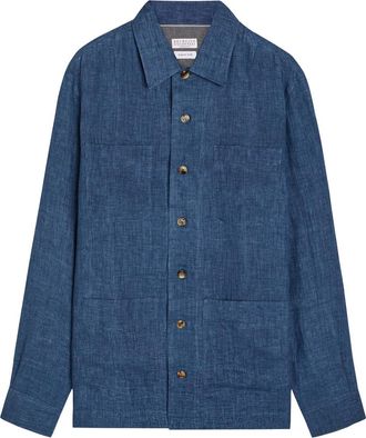 Brunello Cucinelli Linen Shirt - Blue - XL
