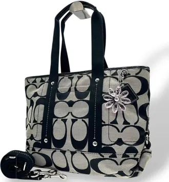 Coach Black Canvas Handbag Shoulder Bag Tote Bag (Pre-Owned)