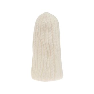 Moncler N0403 Cable-Knit Alpaca-Wool Blend Beanie - White