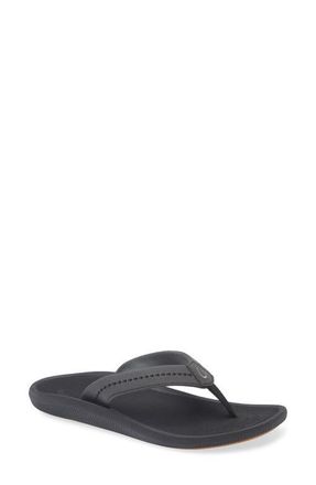 Olukai Ulele Water Resistant Flip Flop in Black /Black at Nordstrom, Size 11