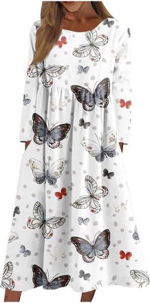 Generic Ladies Casual Dresses Modest Loose Dress for Women Elegant Long Skirts Plus Size Casual Dress for Women Fall Winter