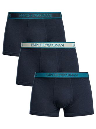 Emporio Armani Katoenen Stretchstrunks Van 3 Stuks, Blauw