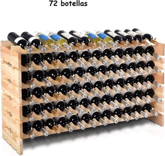 Costway Costway - Estante De Vino Para 72 Botellas Botellero De Madera Sostenedor En Bodega Bar Hogar