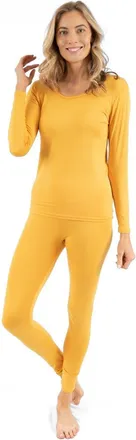 Leveret Womens Solid Thermal Pajama Set in Mustard at Nordstrom, Size X-Small