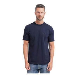 HUGO BOSS Tops, Heren, Blauw, 6Xl, Katoen, Katoenen T-shirt met Borstlogo