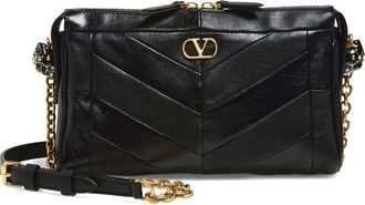 Valentino Garavani Small Panthea Chevron Patchwork Leather Shoulder Bag in Black at Nordstrom