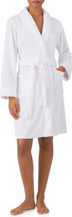 Lauren Ralph Lauren Fleece Monogram Robe in White at Nordstrom, Size X-Large