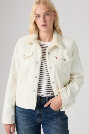Levi's Giacca Sherpa Trucker Original in velluto a coste - Donna - XS - Bianco / Egret