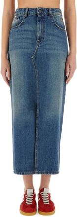 Msgm High-Waisted Denim Skirt With Front Slit