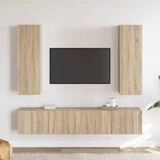 vidaXL Vidaxl - Set De Muebles Sal&oacute;n Tv 4 Pzas Madera Ingenier&iacute;a Roble Sonoma