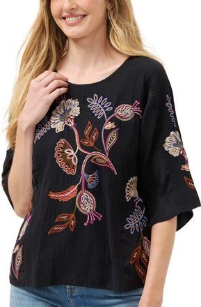 Johnny Was Mixed Media Dolman Blouse
