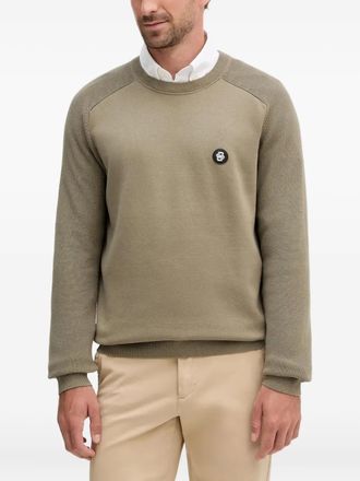 BOSS logo-patch crew-neck sweater - men - Cotton - S - Brown