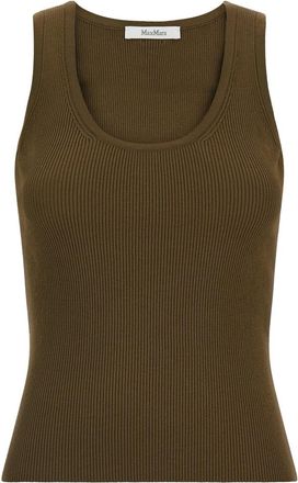 Max Mara Green Knitted Scoop Neck Top