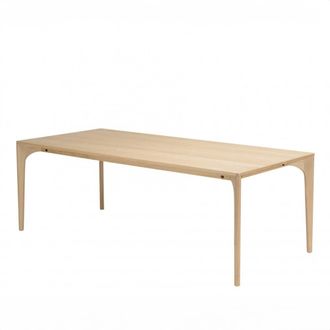 Macabane Mesa de comedor rectangular 220x100cm patas de roble macizo natural