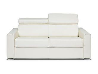 VENTE-UNIQUE.COM Sof&aacute; cama 100% piel 3 plazas blanco 196x223cm