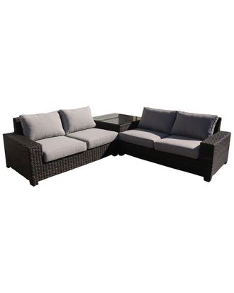Courtyard Casual St Lucia Silver Oak 3Pc Sectional Set With 1 Left And 1 Right Sectional Loveseats And 1 Corner End Table