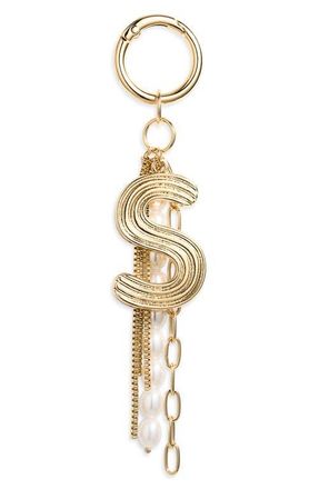 Chelsea28 Initial Faux Pearl Bag Charm in S- White- Gold at Nordstrom