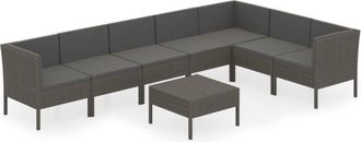 vidaXL Set De Muebles De Jard&iacute;n 8 Pzas Y Cojines Rat&aacute;n Sint&eacute;tico Gris Vidaxl