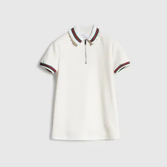 Gucci Kids - Jersey Polo Dress With Web, White, Ready-to-wear
