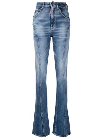Dsquared2 high-waisted flared jeans - women - Cotton/Cotton/Polyester/Spandex/Elastane - 36 - Blue