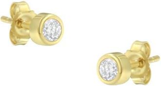 House of Brilliance 10K White Gold 1/5 Ct Diamond Bezel- Solitaire Stud Earrings in Yellow at Nordstrom