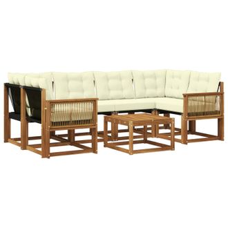 vidaXL Conjunto De Sof&aacute;s De Exterior Con Coj&iacute;n 7 Pcs Natural Y Crema Vidaxl