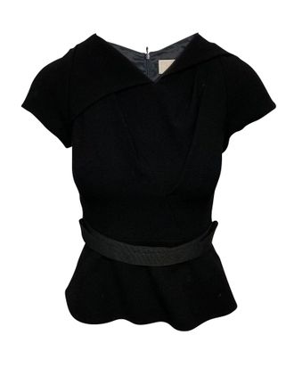 Peter Pilotto Peplum Top in Black Wool