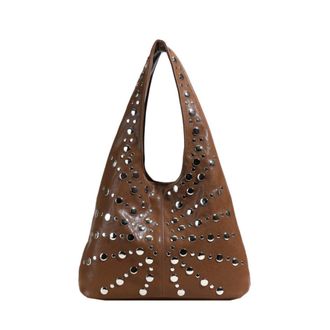 Generic Trendy Polka Dot Studded Bucket Bag for Women, Cool Casual Convertible Armpit Shoulder Tote Bag