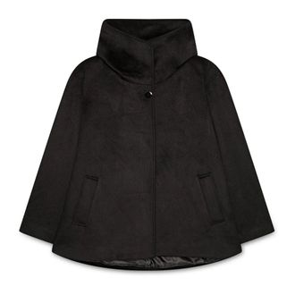 Fiorella Rubino Jassen, Dames, Zwart, 4Xl, Wol, Korte jas van wolmix met hoge kraag