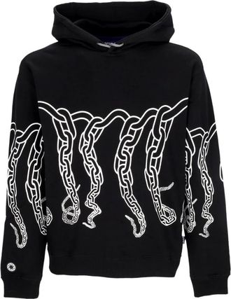 Octopus Zwarte Lichtgewicht Hoodie Met Ketting - Heren - Hoodies - Zwart - XS - Katoen - Hoodies & sweatvesten