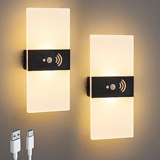 OEM Applique Murale Led - D&eacute;tecteur Mouvement - &Eacute;clairage Bidirectionnel Haut/bas - Fixation Magn&eacute;tique - Blanc Chaud 3000 K - Sans Fil Rechargeable Usb -