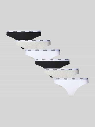 Puma String mit elastischem Label-Bund im 6er-Pack in Dunkelgrau, Gr&ouml;&szlig;e L