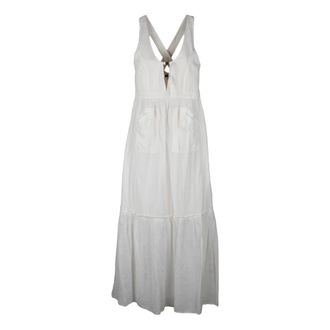 Pinko Lester Maxi Jurk - Dames - Maxi kleedjes - Wit - XS - Katoen - Kleedjes