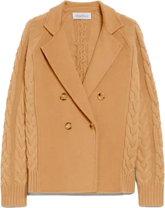Max Mara Light Brown Micio Wool Pea Coat