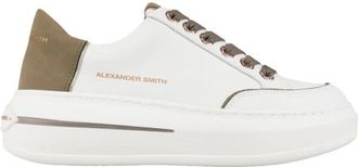 Alexander Smith Lancaster Vrouw in wit leer en hak in militair groen su&egrave;de - Dames - Sneakers - Wit - 39 EU - Leer - Schoenen