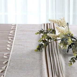 OEM Tovaglia Rettangolare In Cotone E Lino, Tinta Unita, Con Nappe, Antipolvere E Resistente Al Restringimento, Ideale Per Cucina, Sala Da Pranzo, Picnic 
