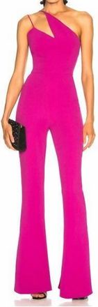 Cushnie et Ochs Nikkita One Shoulder Flared Leg Jumpsuit In Pink