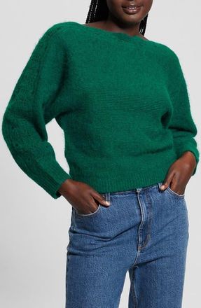 Guess Malorie Pointelle Detail Dolman Sleeve Sweater in Adventurous Green at Nordstrom, Size X-Small