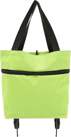 Generic Foldable Grocery Trolley Bag with Wheels, Adjustable Shoulder Strap, Large Reusable Shopping Cart Tote, Lightweight Outdoor Foldable Storage Pouch in 