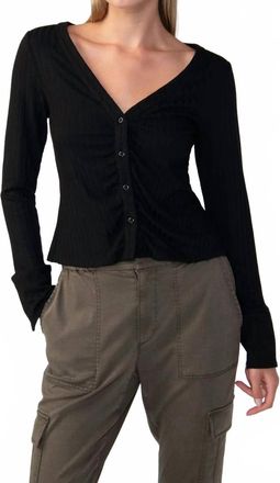 Sanctuary Wide Cuff Knit Blouse In Black