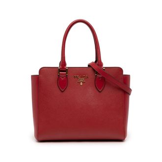 Prada Pre-owned Prada Soft Calf Trimmed Saffiano Lux Zip Convertible Tote Ladies LU1SLOY2ADWHXEYU