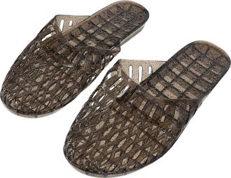 Supvox Womens Hollow Crystal Flat Summer Slippers Black Jelly Non-Slip Indoor Outdoor Travel Sandals Size 38