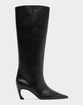 Schutz Lexi Leather Mid Knee-High Boots